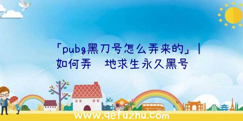 「pubg黑刀号怎么弄来的」|如何弄绝地求生永久黑号